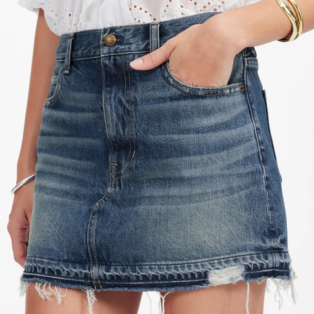 NWT Postage Stamp Denim Mini Skirt in Croswell Wash size 28